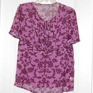 Short-sleeved mauve and maroon blouse - NWT